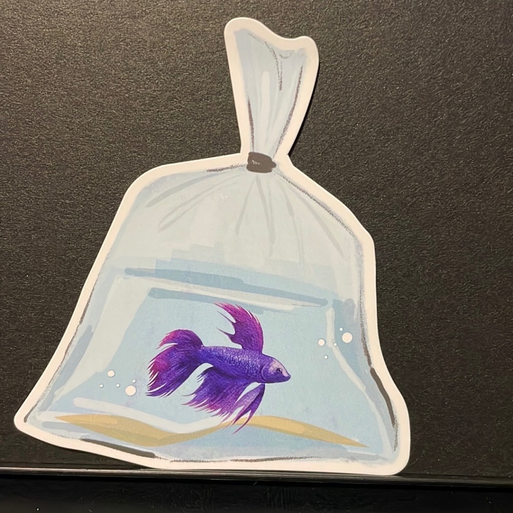 BETA FISH IN TAKE HOME BAG STICKER